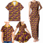 Brisbane Broncos Mascot Family Matching Tank Maxi Dress and Hawaiian Shirt Tropical Hibiscus Floral Seamless Rugby Mascot
