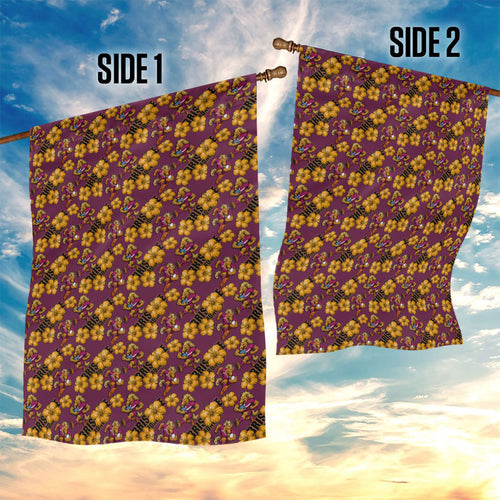 Brisbane Broncos Mascot Garden Flag Tropical Hibiscus Floral Seamless Rugby Mascot
