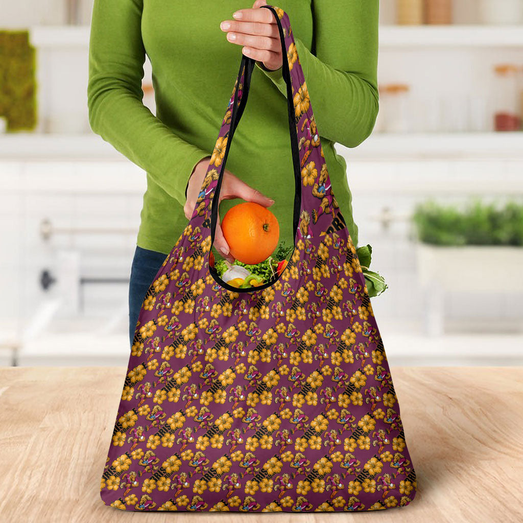 Brisbane Broncos Mascot Grocery Bag Tropical Hibiscus Floral Seamless Rugby Mascot