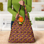 Brisbane Broncos Mascot Grocery Bag Tropical Hibiscus Floral Seamless Rugby Mascot