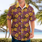Brisbane Broncos Mascot Hawaiian Shirt Tropical Hibiscus Floral Seamless Rugby Mascot
