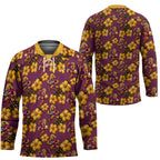 Brisbane Broncos Mascot Hockey Jersey Tropical Hibiscus Floral Seamless Rugby Mascot