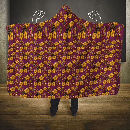 Brisbane Broncos Mascot Hooded Blanket Tropical Hibiscus Floral Seamless Rugby Mascot