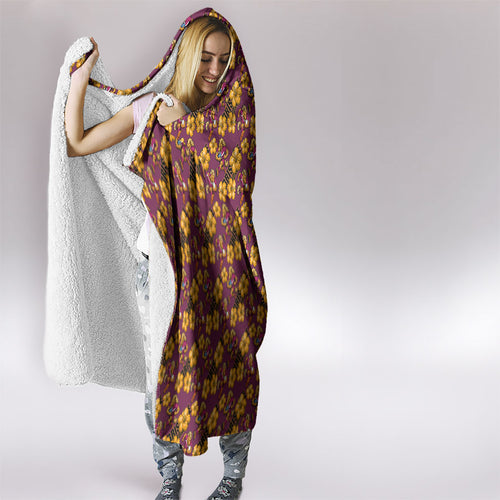 Brisbane Broncos Mascot Hooded Blanket Tropical Hibiscus Floral Seamless Rugby Mascot