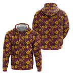 Brisbane Broncos Mascot Hoodie Tropical Hibiscus Floral Seamless Rugby Mascot