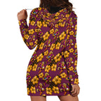 Brisbane Broncos Mascot Hoodie Dress Tropical Hibiscus Floral Seamless Rugby Mascot