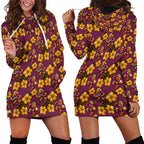 Brisbane Broncos Mascot Hoodie Dress Tropical Hibiscus Floral Seamless Rugby Mascot