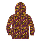 Brisbane Broncos Mascot Kid Hoodie Tropical Hibiscus Floral Seamless Rugby Mascot