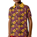 Brisbane Broncos Mascot Kid Polo Shirt Tropical Hibiscus Floral Seamless Rugby Mascot