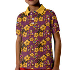 Brisbane Broncos Mascot Kid Polo Shirt Tropical Hibiscus Floral Seamless Rugby Mascot