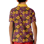 Brisbane Broncos Mascot Kid Polo Shirt Tropical Hibiscus Floral Seamless Rugby Mascot