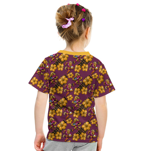 Brisbane Broncos Mascot Kid T Shirt Tropical Hibiscus Floral Seamless Rugby Mascot