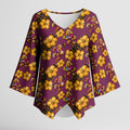 Brisbane Broncos Mascot Kimono Sleeve Blouse Tropical Hibiscus Floral Seamless Rugby Mascot