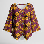 Brisbane Broncos Mascot Kimono Sleeve Blouse Tropical Hibiscus Floral Seamless Rugby Mascot