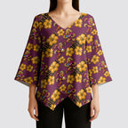 Brisbane Broncos Mascot Kimono Sleeve Blouse Tropical Hibiscus Floral Seamless Rugby Mascot