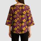 Brisbane Broncos Mascot Kimono Sleeve Blouse Tropical Hibiscus Floral Seamless Rugby Mascot