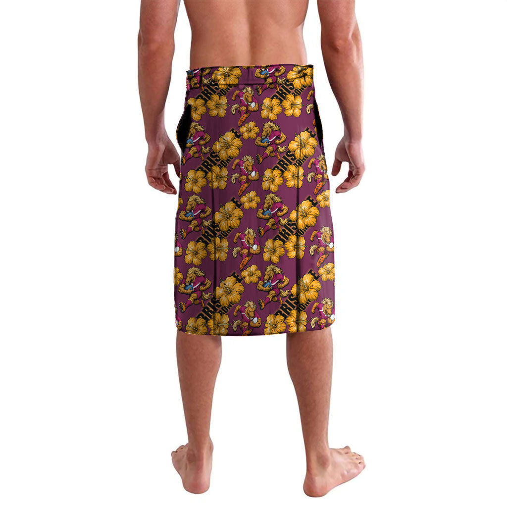 Brisbane Broncos Mascot Lavalava Tropical Hibiscus Floral Seamless Rugby Mascot