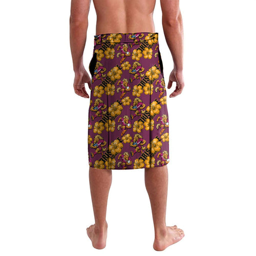 Brisbane Broncos Mascot Lavalava Tropical Hibiscus Floral Seamless Rugby Mascot