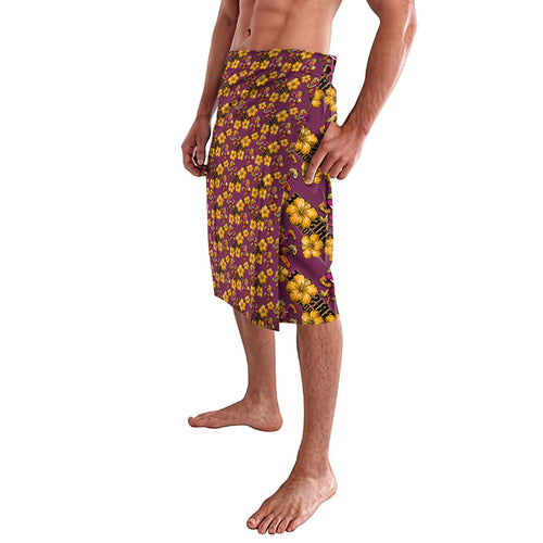 Brisbane Broncos Mascot Lavalava Tropical Hibiscus Floral Seamless Rugby Mascot