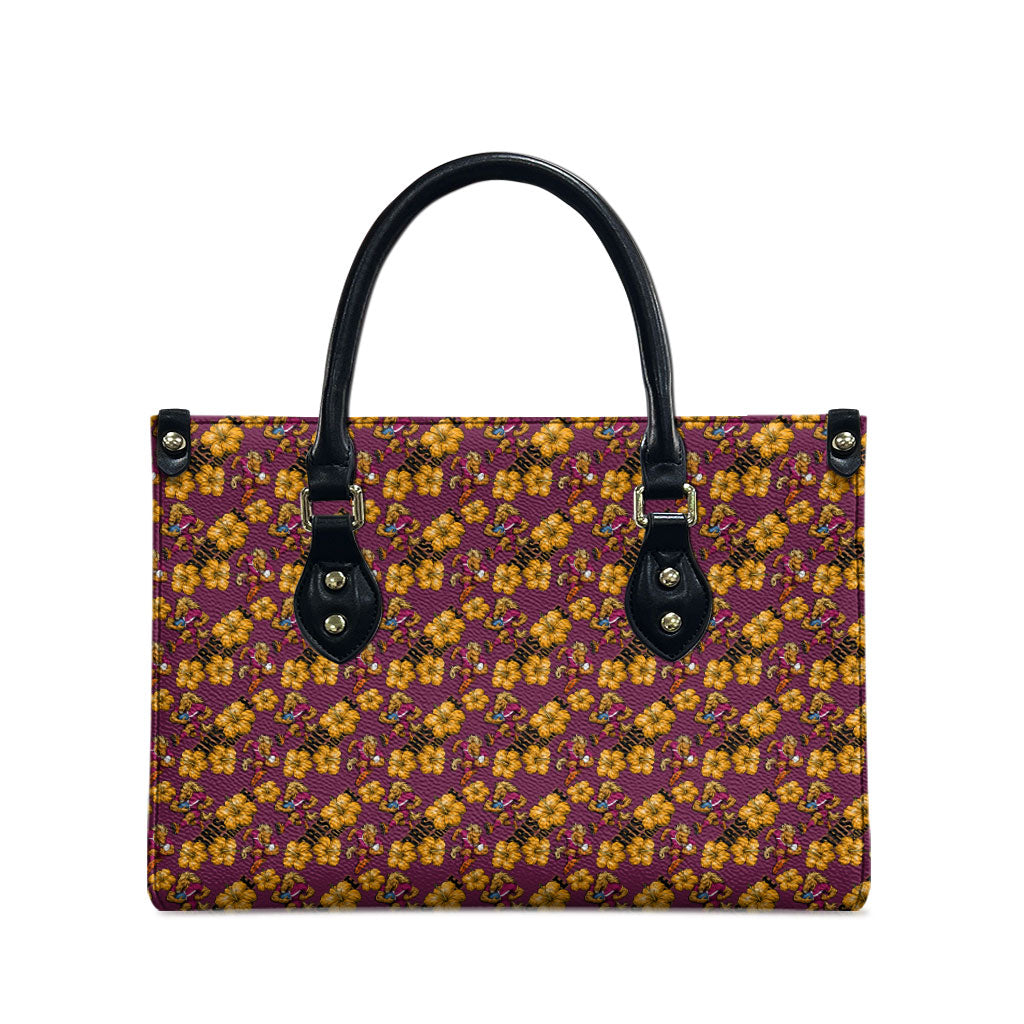 Brisbane Broncos Mascot Leather Bag Tropical Hibiscus Floral Seamless Rugby Mascot