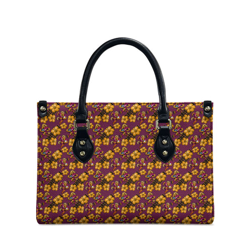 Brisbane Broncos Mascot Leather Bag Tropical Hibiscus Floral Seamless Rugby Mascot