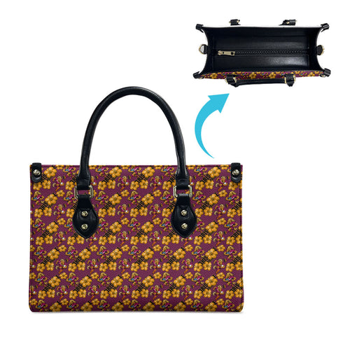 Brisbane Broncos Mascot Leather Bag Tropical Hibiscus Floral Seamless Rugby Mascot