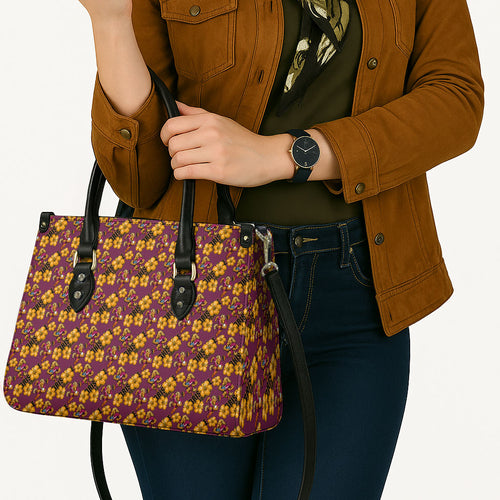 Brisbane Broncos Mascot Leather Bag Tropical Hibiscus Floral Seamless Rugby Mascot
