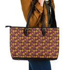 Brisbane Broncos Mascot Leather Tote Bag Tropical Hibiscus Floral Seamless Rugby Mascot