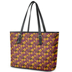 Brisbane Broncos Mascot Leather Tote Bag Tropical Hibiscus Floral Seamless Rugby Mascot