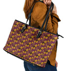 Brisbane Broncos Mascot Leather Tote Bag Tropical Hibiscus Floral Seamless Rugby Mascot
