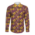 Brisbane Broncos Mascot Long Sleeve Button Shirt Tropical Hibiscus Floral Seamless Rugby Mascot