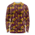 Brisbane Broncos Mascot Long Sleeve Shirt Tropical Hibiscus Floral Seamless Rugby Mascot