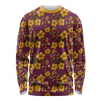 Brisbane Broncos Mascot Long Sleeve Shirt Tropical Hibiscus Floral Seamless Rugby Mascot