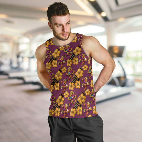 Brisbane Broncos Mascot Men Tank Top Tropical Hibiscus Floral Seamless Rugby Mascot