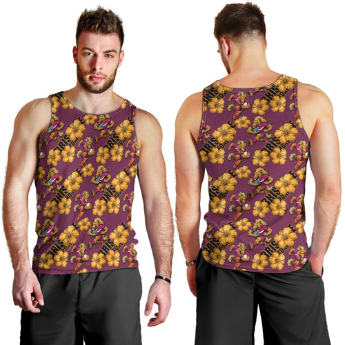 Brisbane Broncos Mascot Men Tank Top Tropical Hibiscus Floral Seamless Rugby Mascot