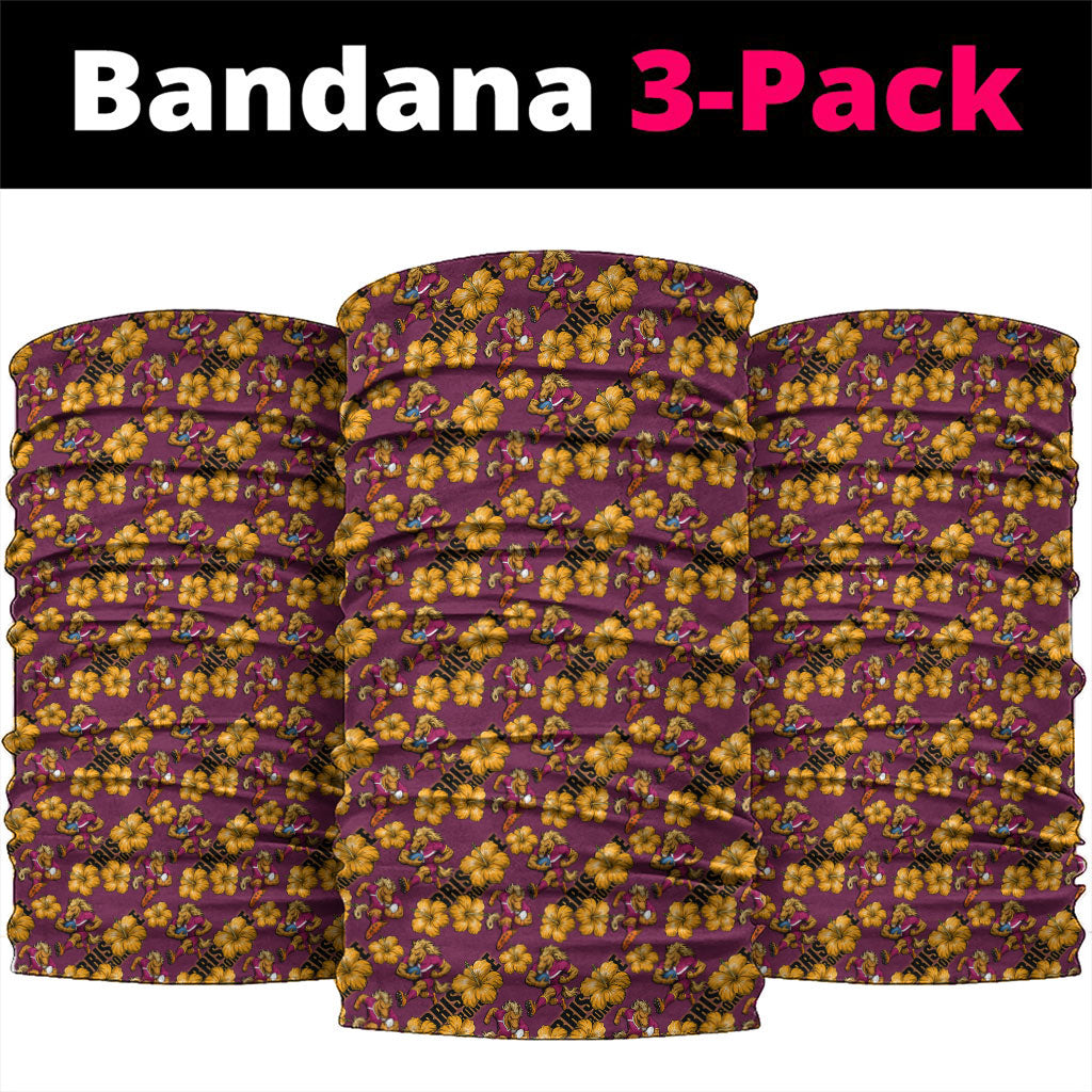Brisbane Broncos Mascot Neck Gaiter Tropical Hibiscus Floral Seamless Rugby Mascot