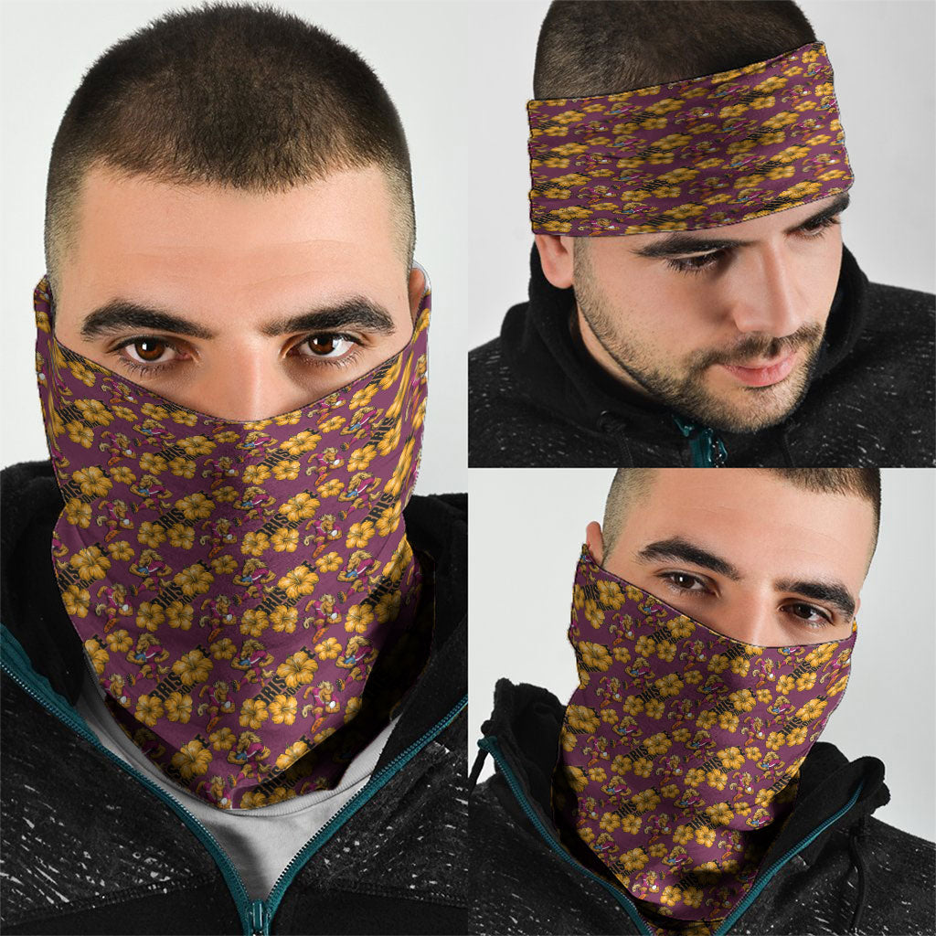 Brisbane Broncos Mascot Neck Gaiter Tropical Hibiscus Floral Seamless Rugby Mascot