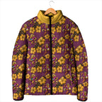 Brisbane Broncos Mascot Padded Jacket Tropical Hibiscus Floral Seamless Rugby Mascot