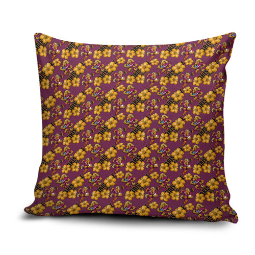 Brisbane Broncos Mascot Pillow Cover Tropical Hibiscus Floral Seamless Rugby Mascot