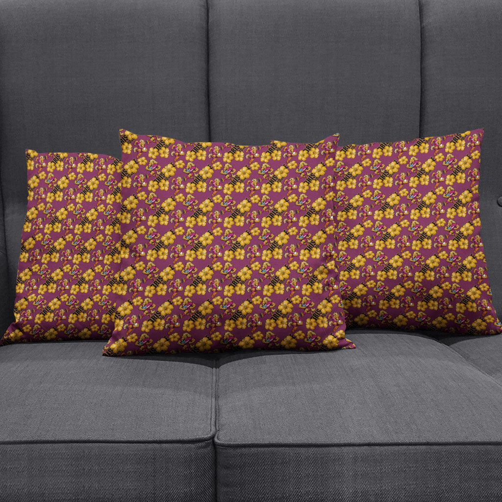 Brisbane Broncos Mascot Pillow Cover Tropical Hibiscus Floral Seamless Rugby Mascot