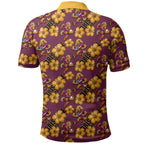 Brisbane Broncos Mascot Polo Shirt Tropical Hibiscus Floral Seamless Rugby Mascot