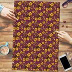 Brisbane Broncos Mascot Puzzle Tropical Hibiscus Floral Seamless Rugby Mascot