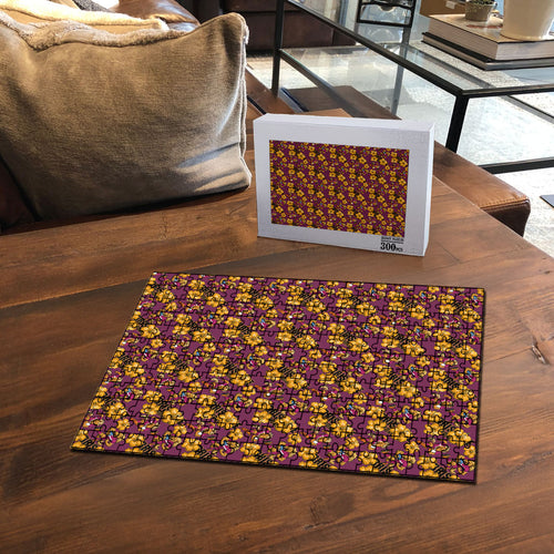 Brisbane Broncos Mascot Puzzle Tropical Hibiscus Floral Seamless Rugby Mascot