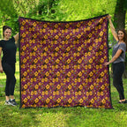 Brisbane Broncos Mascot Quilt Tropical Hibiscus Floral Seamless Rugby Mascot