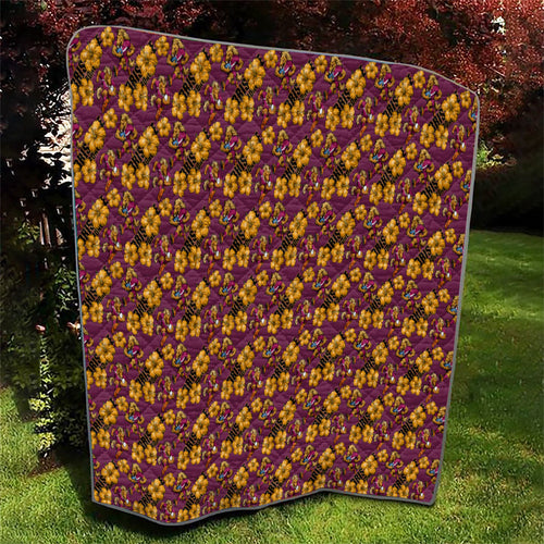 Brisbane Broncos Mascot Quilt Tropical Hibiscus Floral Seamless Rugby Mascot