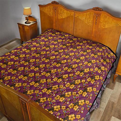 Brisbane Broncos Mascot Quilt Tropical Hibiscus Floral Seamless Rugby Mascot