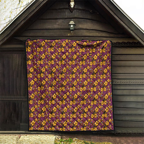 Brisbane Broncos Mascot Quilt Tropical Hibiscus Floral Seamless Rugby Mascot