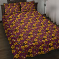 Brisbane Broncos Mascot Quilt Bed Set Tropical Hibiscus Floral Seamless Rugby Mascot