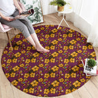 Brisbane Broncos Mascot Round Carpet Tropical Hibiscus Floral Seamless Rugby Mascot