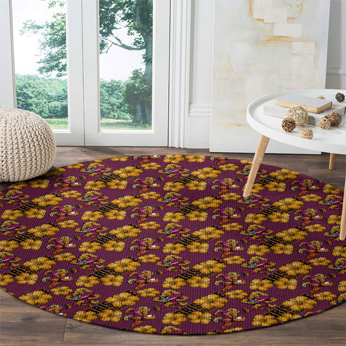 Brisbane Broncos Mascot Round Carpet Tropical Hibiscus Floral Seamless Rugby Mascot
